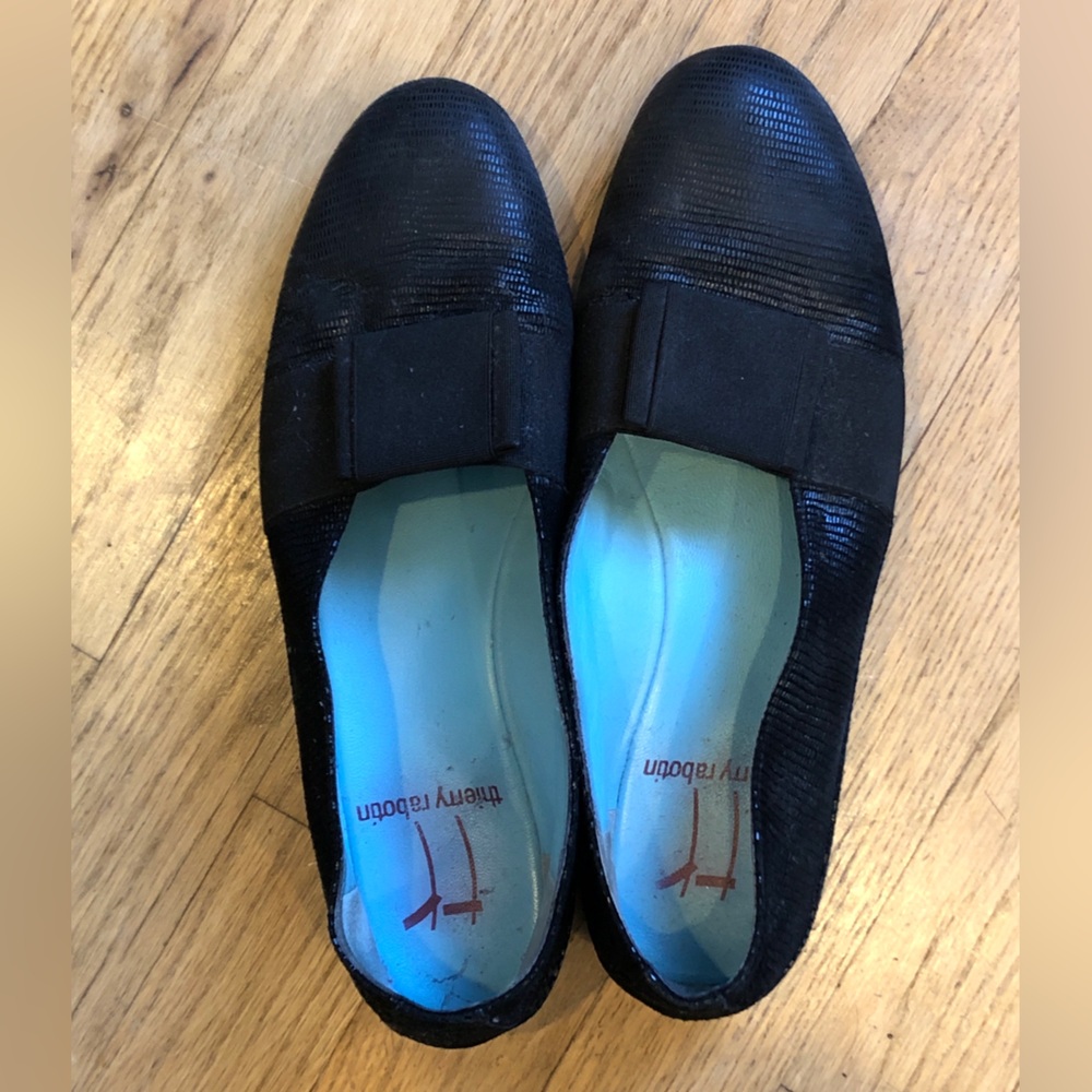 Thierry Rabotin Italian Black Flats with Bow